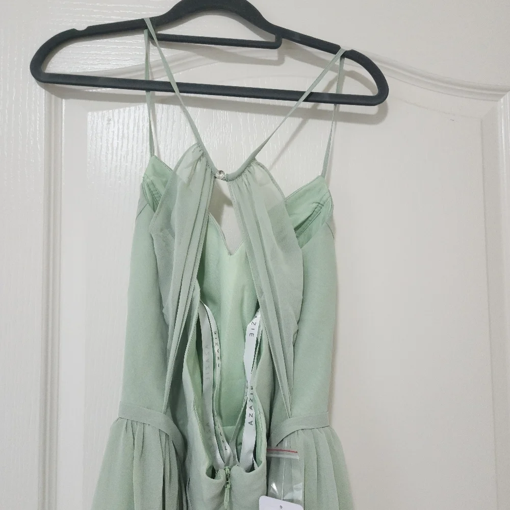 Azazie Sage Green Spaghetti Strap Maxi Dress with High Slit - Picture 4 of 11